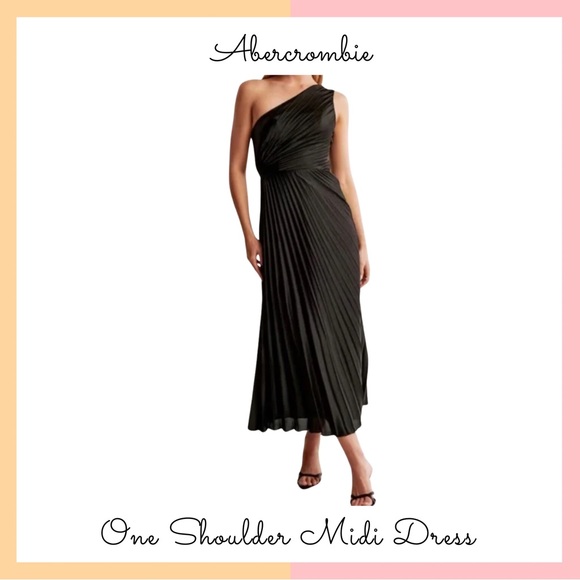 Abercrombie & Fitch Dresses & Skirts - Abercrombie Best Dressed Collection One Shoulder Black Pleated Midi Dress